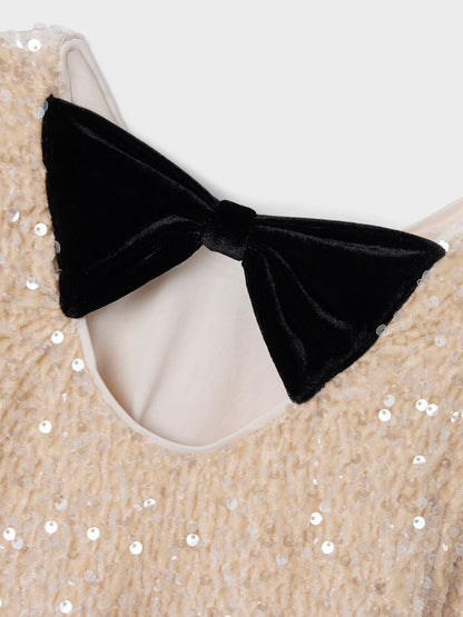 Paljettklänning Rusitta Långärmad Beige