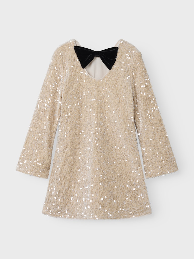 Paljettklänning Rusitta Långärmad Beige