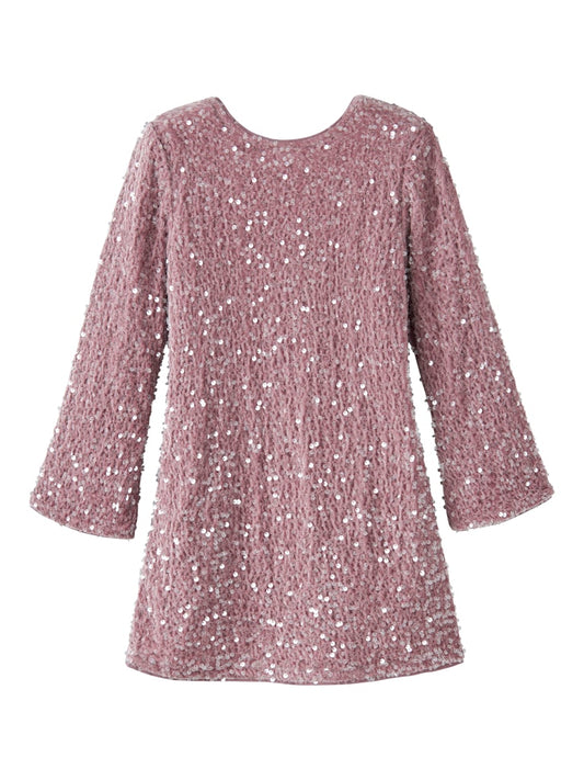 Paljettklänning Rusitta Långärmad Rosa