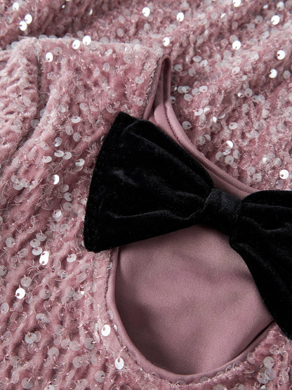 Paljettklänning Rusitta Långärmad Rosa