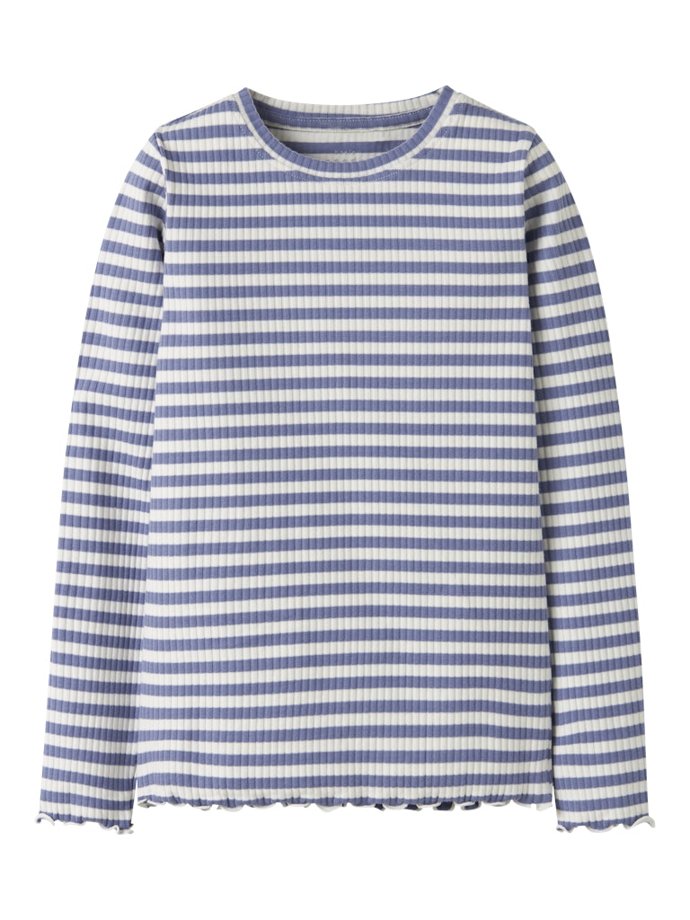 Långärmad Topp Ribbad Randig Vemma Blå/Vit