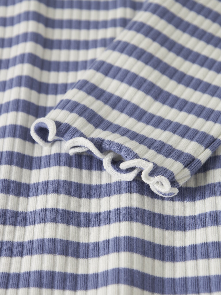 Långärmad Topp Ribbad Randig Vemma Blå/Vit
