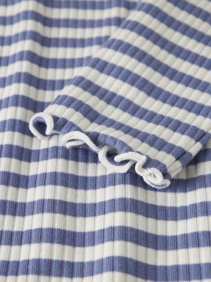 Långärmad Topp Ribbad Randig Vemma Blå/Vit