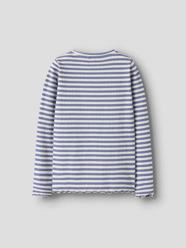 Långärmad Topp Ribbad Randig Vemma Blå/Vit
