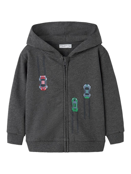 Hoodie Voltinus Racerbilar Dragkedja Grå