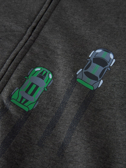 Hoodie Voltinus Racerbilar Dragkedja Grå