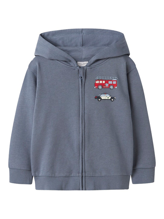 Hoodie Voltinus Brandbil Polisbil Dragkedja Blå