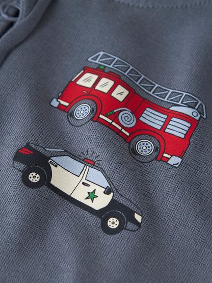 Hoodie Voltinus Brandbil Polisbil Dragkedja Blå