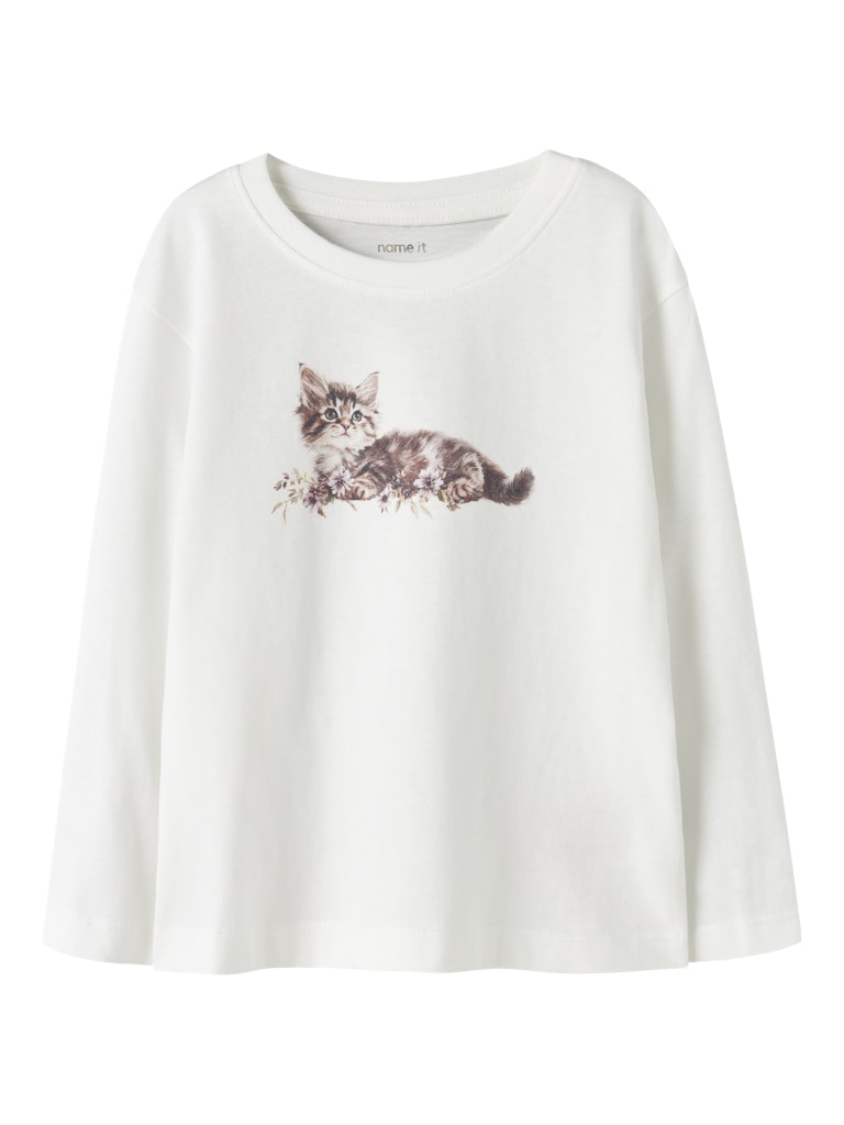 Långärmad Topp Votea Katt Vit