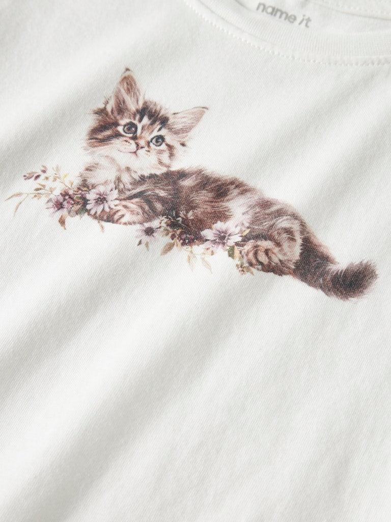 Långärmad Topp Votea Katt Vit