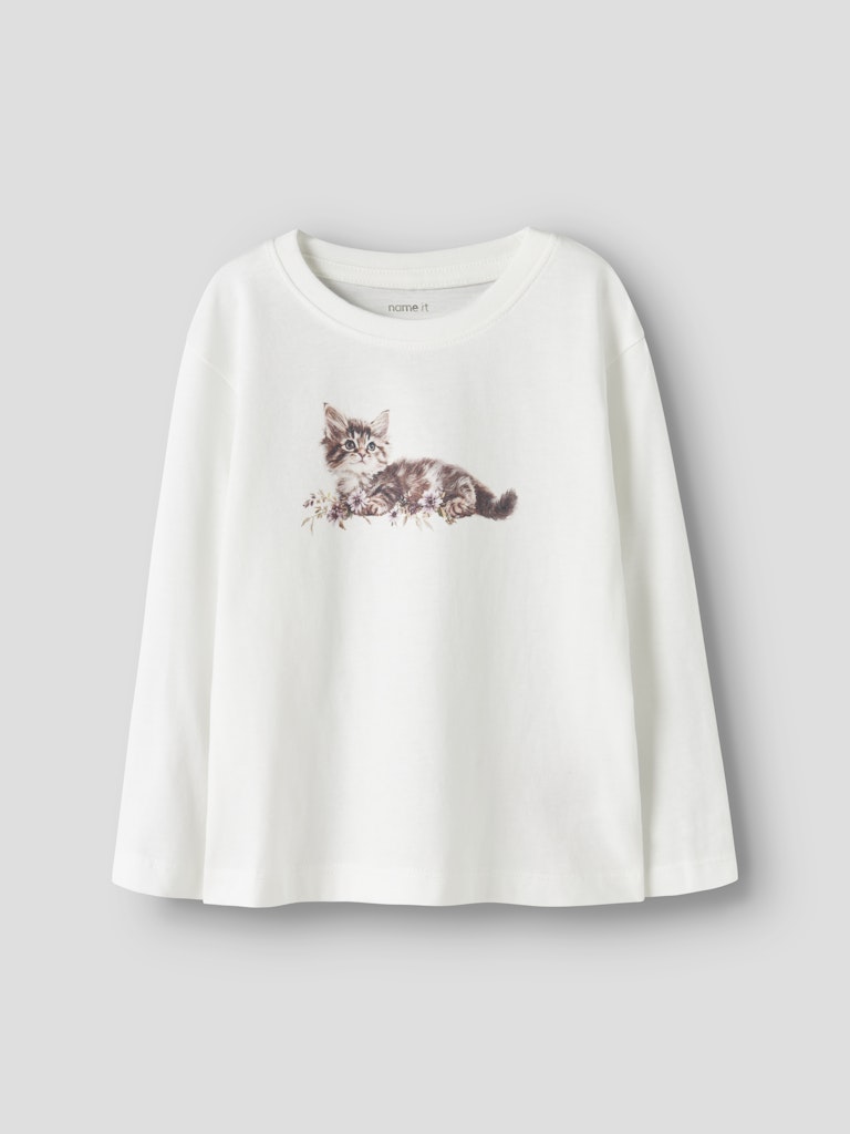 Långärmad Topp Votea Katt Vit