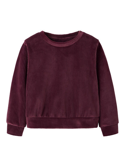 Tröja Veloa Ribbad Velour Vinröd