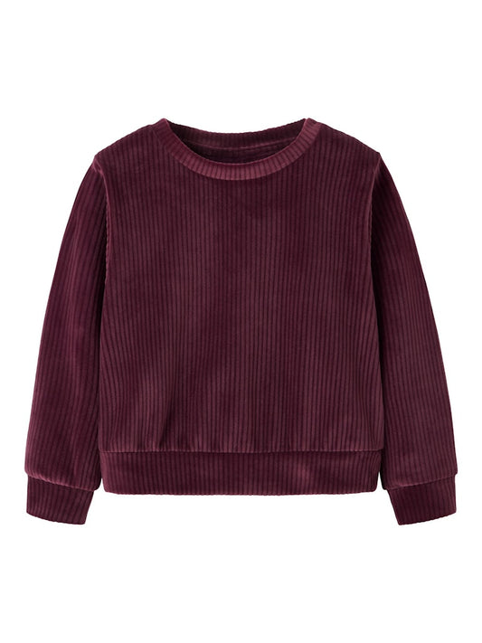 Tröja Veloa Ribbad Velour Vinröd