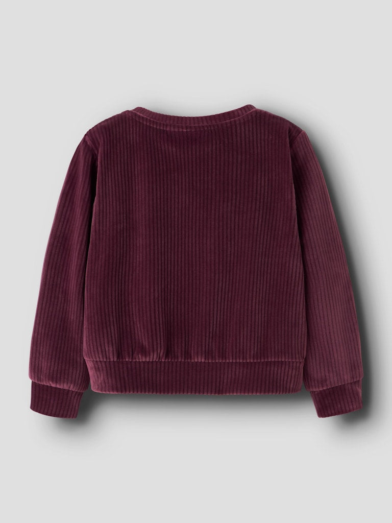 Tröja Veloa Ribbad Velour Vinröd