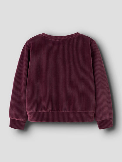 Tröja Veloa Ribbad Velour Vinröd