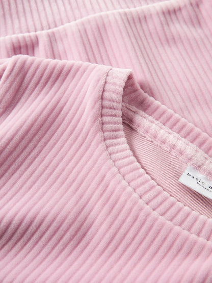 Tröja Veloa Ribbad Velour Rosa