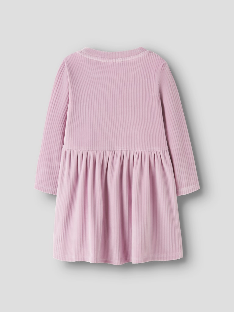 Klänning Veloa Långärmad Ribbad Velour Rosa