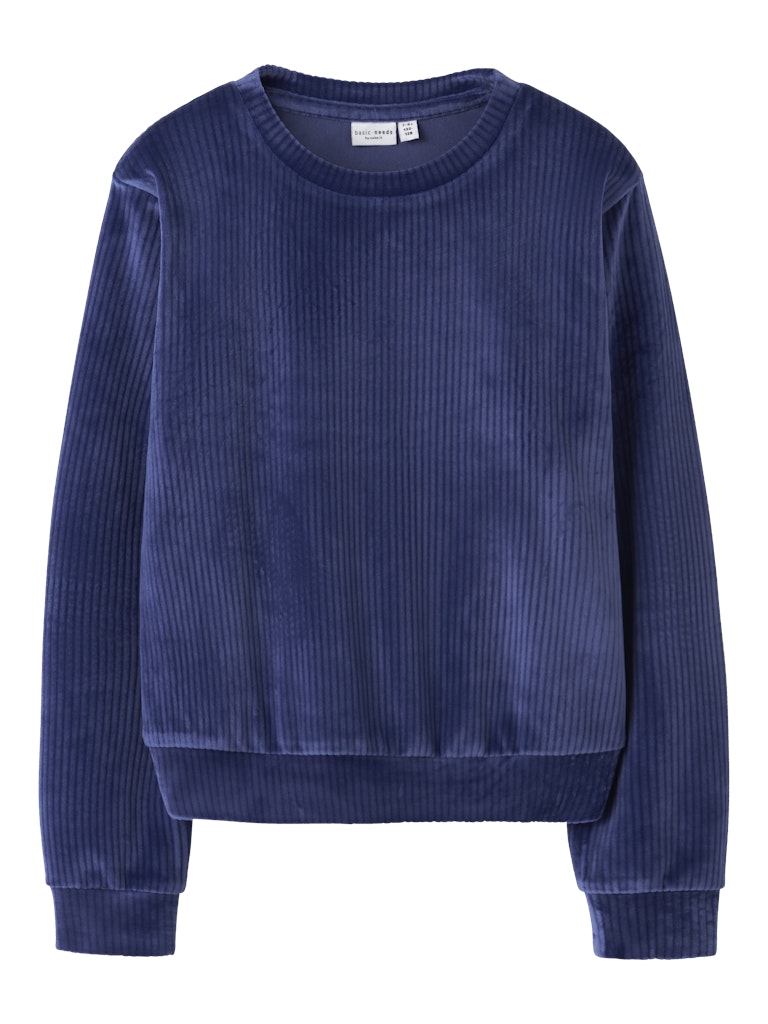 Tröja Veloa Ribbad Velour Blå
