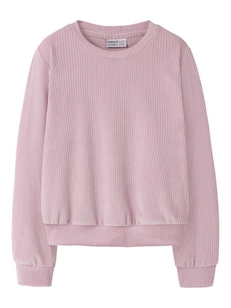 Tröja Veloa Ribbad Velour Rosa
