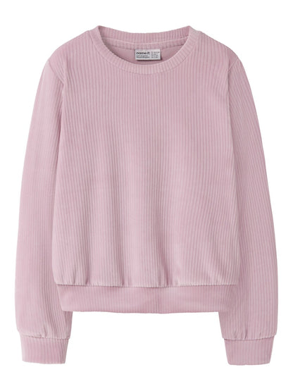 Tröja Veloa Ribbad Velour Rosa