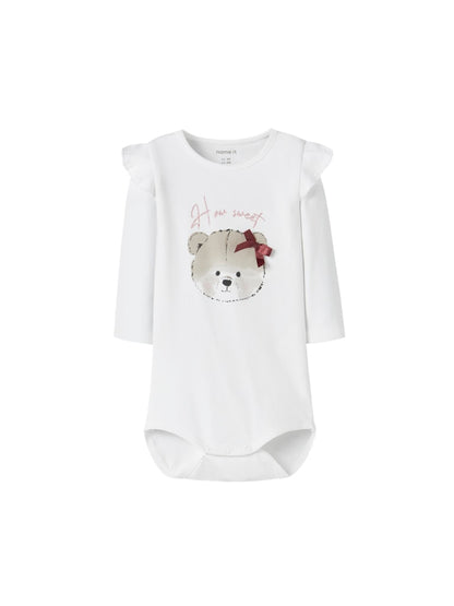 Body Långärmad Nalle Rindy Vit