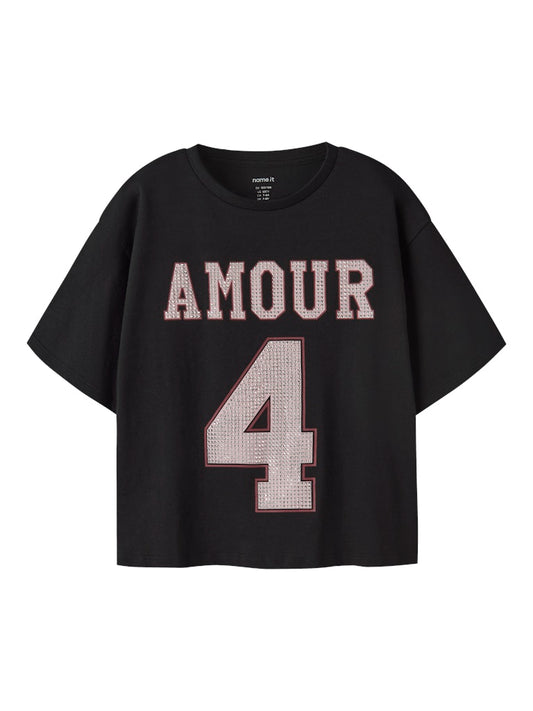 Kortärmad Topp Nitar Sangy  Svart