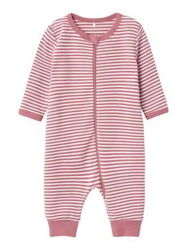 Hel Pyjamas Randig Dragkedja Rosa/Vit