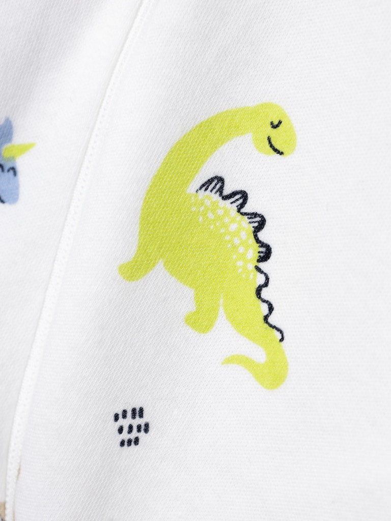 Hel Pyjamas Dragkedja Dinosaurier Vit