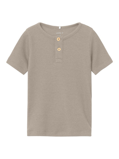 Kortärmad Topp Kab Ribb Knapp Beige