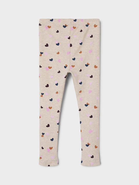 Leggings Ribbade Lucky Hjärtan Beige