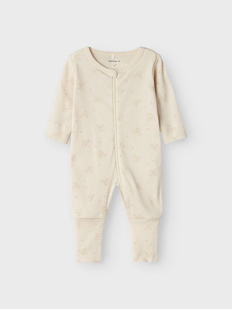 Långärmad Pyjamas Ribbad Rainy Koala Dragkedja Beige