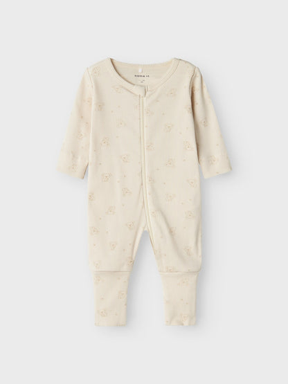 Långärmad Pyjamas Ribbad Rainy Koala Dragkedja Beige