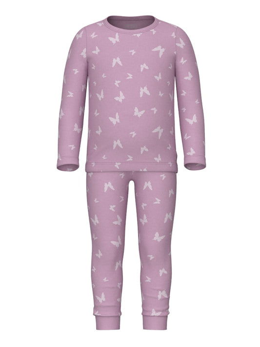 Pyjamas Fjärilar Ribbad Rosa