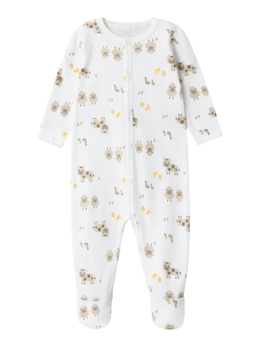 Babypyjamas Animal Farm Mönstrad Vit