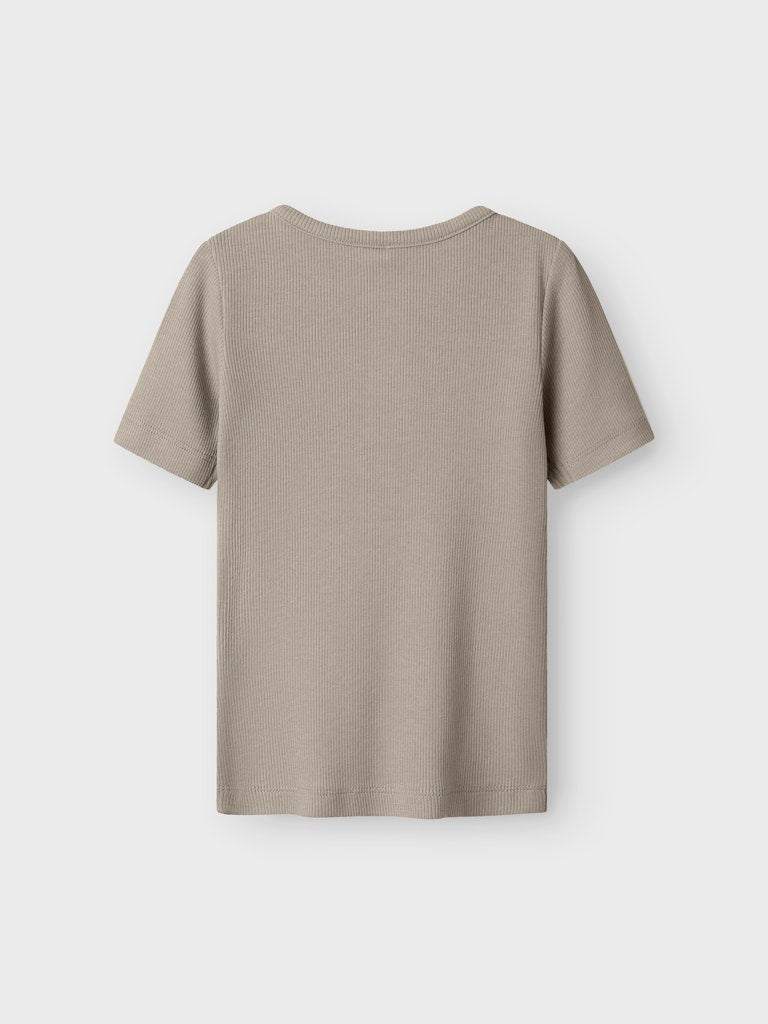 Kortärmad Topp Kab Ribb Knapp Beige