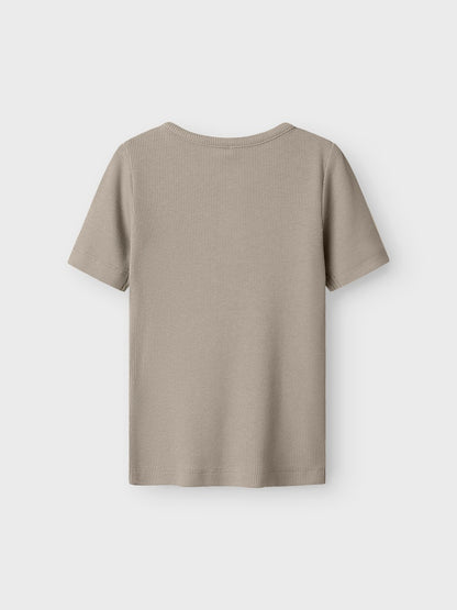 Kortärmad Topp Kab Ribb Knapp Beige