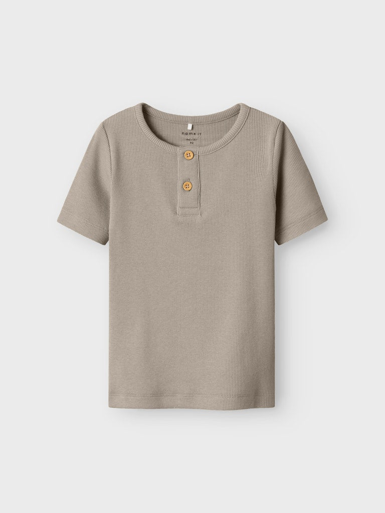 Kortärmad Topp Kab Ribb Knapp Beige