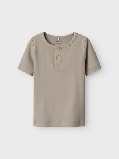 Kortärmad Topp Kab Ribb Knapp Beige
