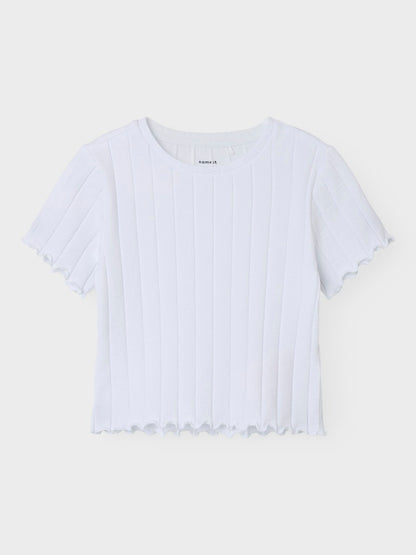 Kortärmad Croppad Topp Noralina Enfärgad Vit