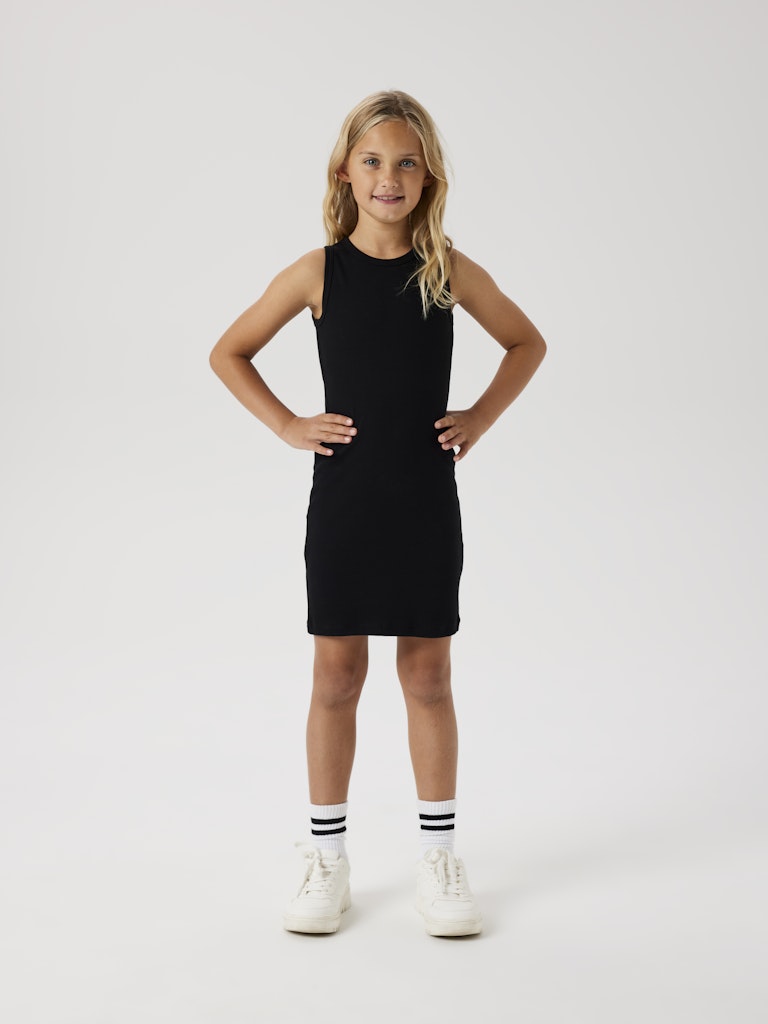 Klänning Nakal Ribbad Enfärgad Svart