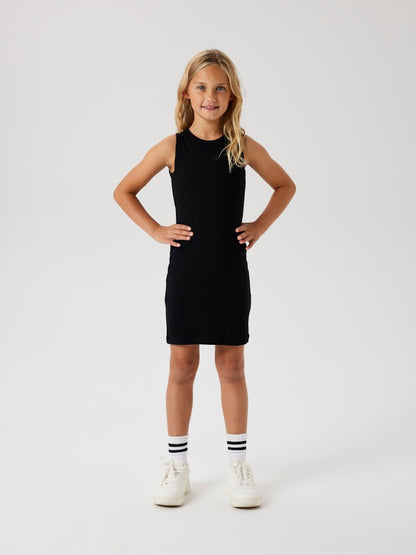 Klänning Nakal Ribbad Enfärgad Svart