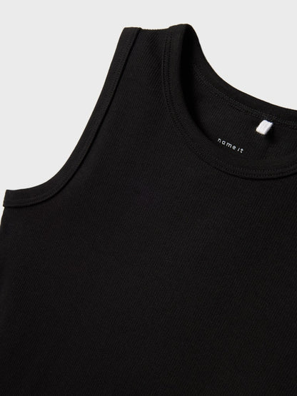 Klänning Nakal Ribbad Enfärgad Svart