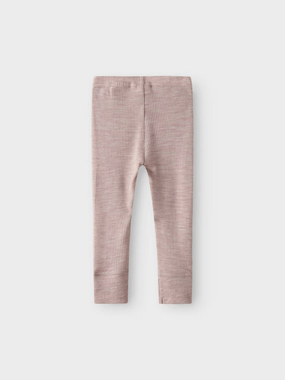 Legging Merinoull Wax  Ribbad Enfärgad Rosa