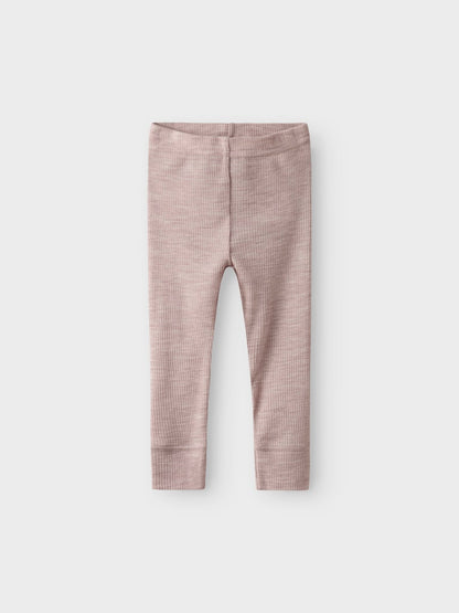 Legging Merinoull Wax  Ribbad Enfärgad Rosa