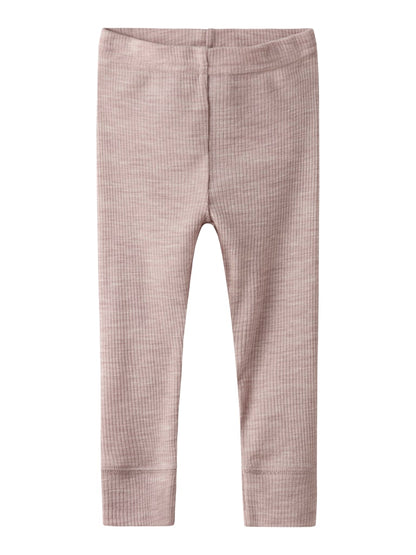 Legging Merinoull Wax  Ribbad Enfärgad Rosa