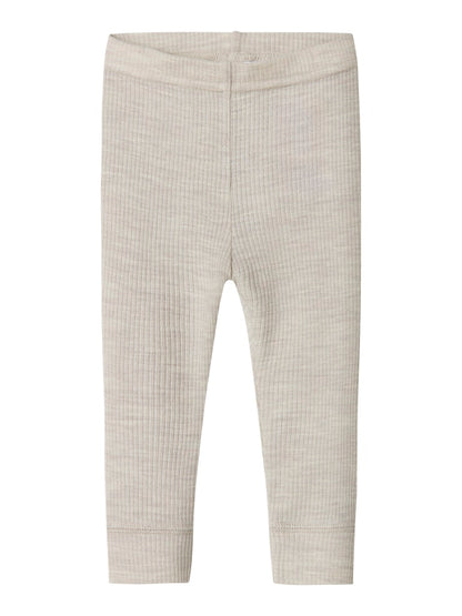 Legging Merinoull Wax Ribbad Enfärgad Beige Grå