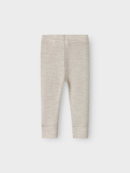 Legging Merinoull Wax Ribbad Enfärgad Beige Grå