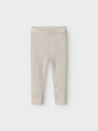 Legging Merinoull Wax Ribbad Enfärgad Beige Grå