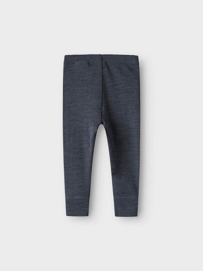 Legging Merinoull Wax  Ribbad Enfärgad Blå
