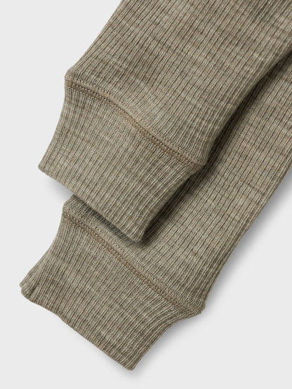 Legging Merinoull Wax Ribbad Enfärgad Grön